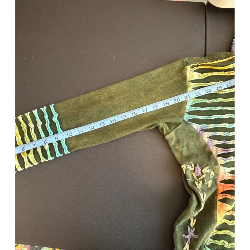 Rising International Hoodie Women's Green Tie-Dye Boho Artsy Festival Large